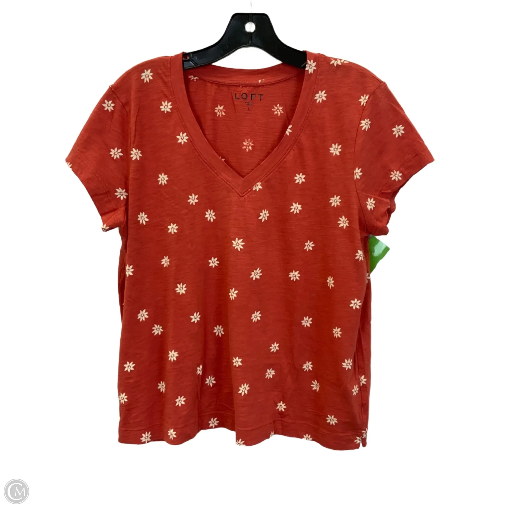 Top Short Sleeve Basic By Loft In Orange, Size: L