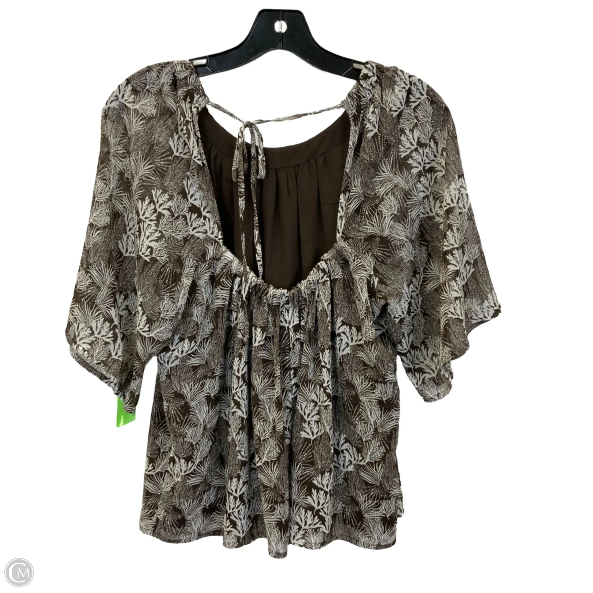 Top Short Sleeve By Loft In Brown & White, Size: M