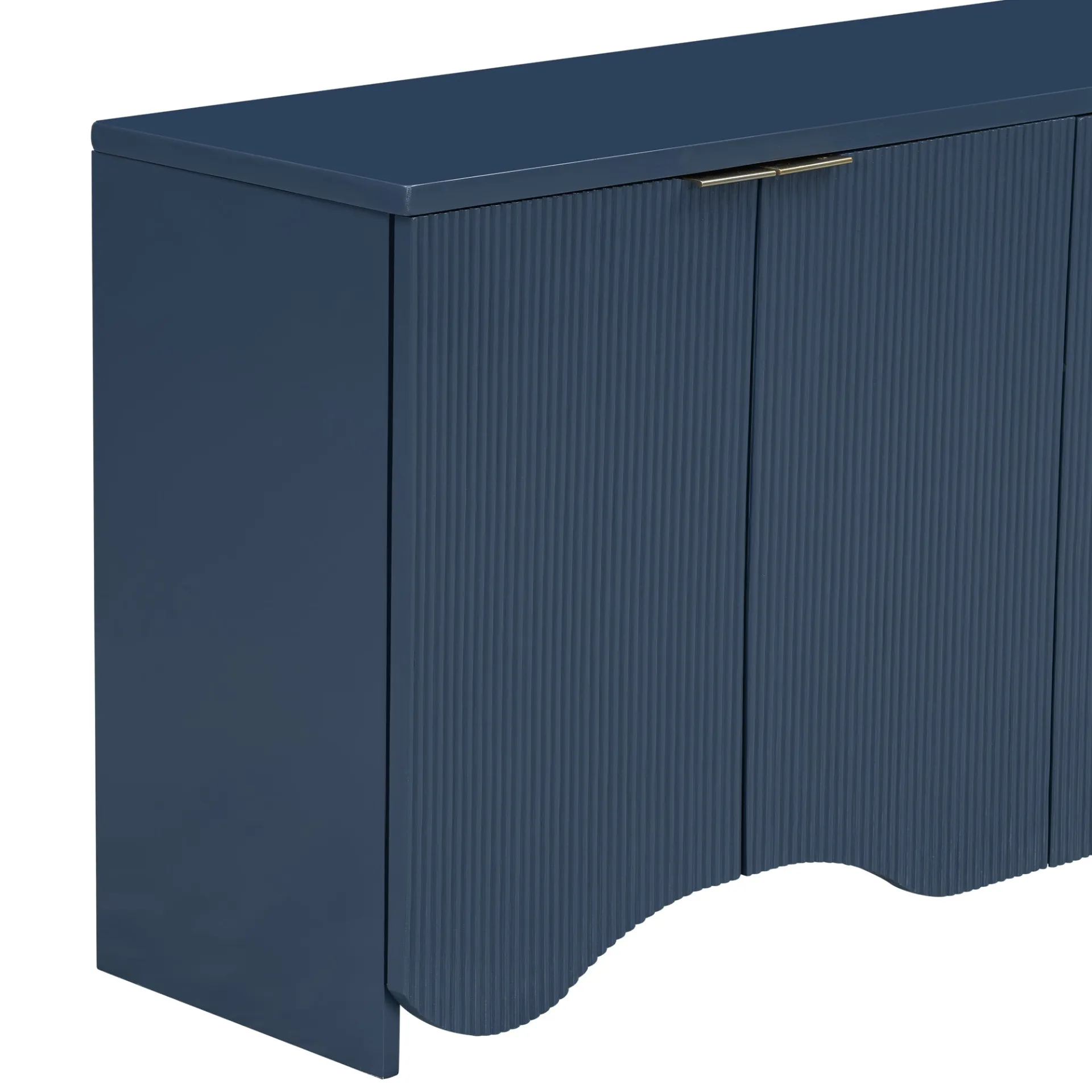 Vertical Stripes Entryway, Hallway Console and Wavy Design of a Four-Door Cabinet