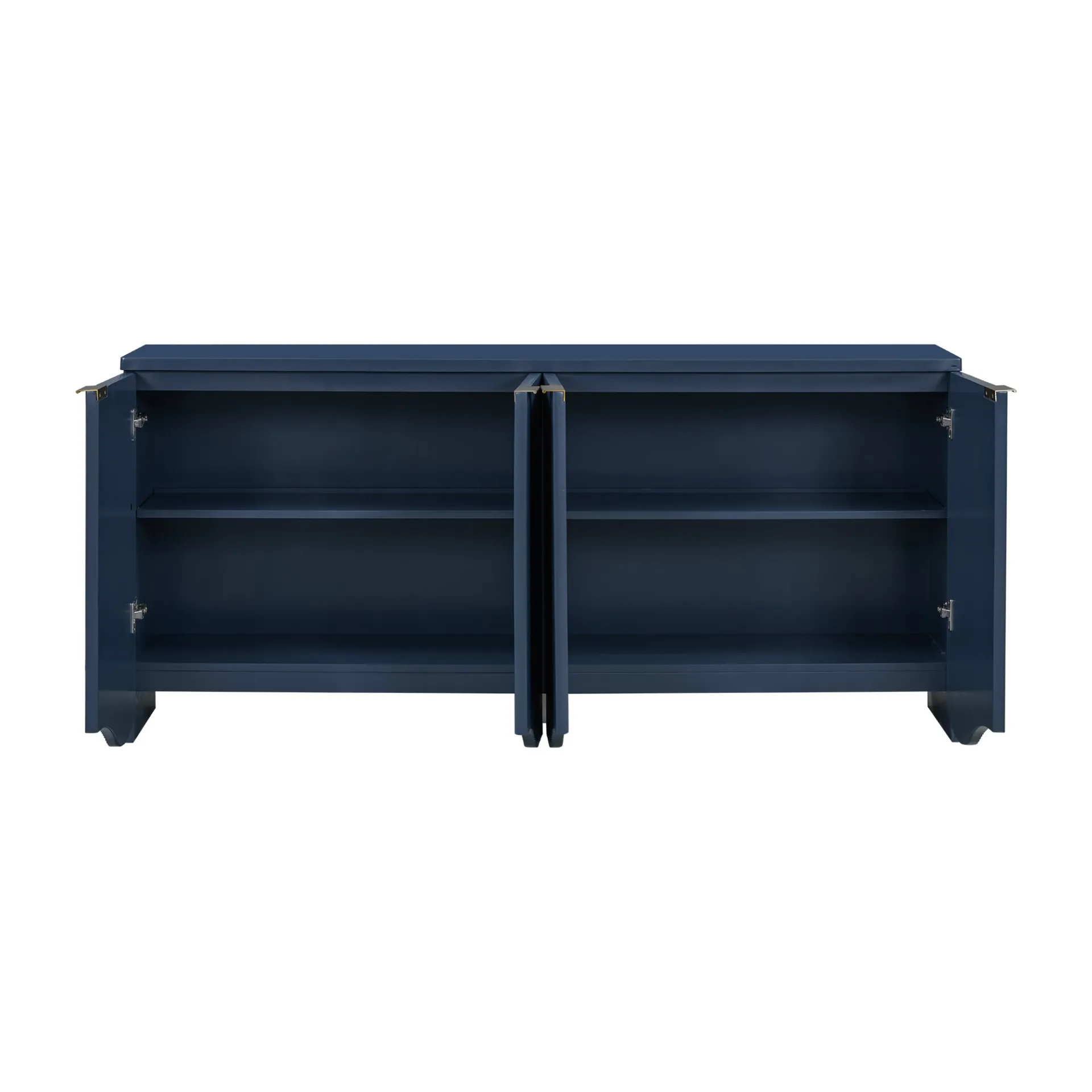Vertical Stripes Entryway, Hallway Console and Wavy Design of a Four-Door Cabinet
