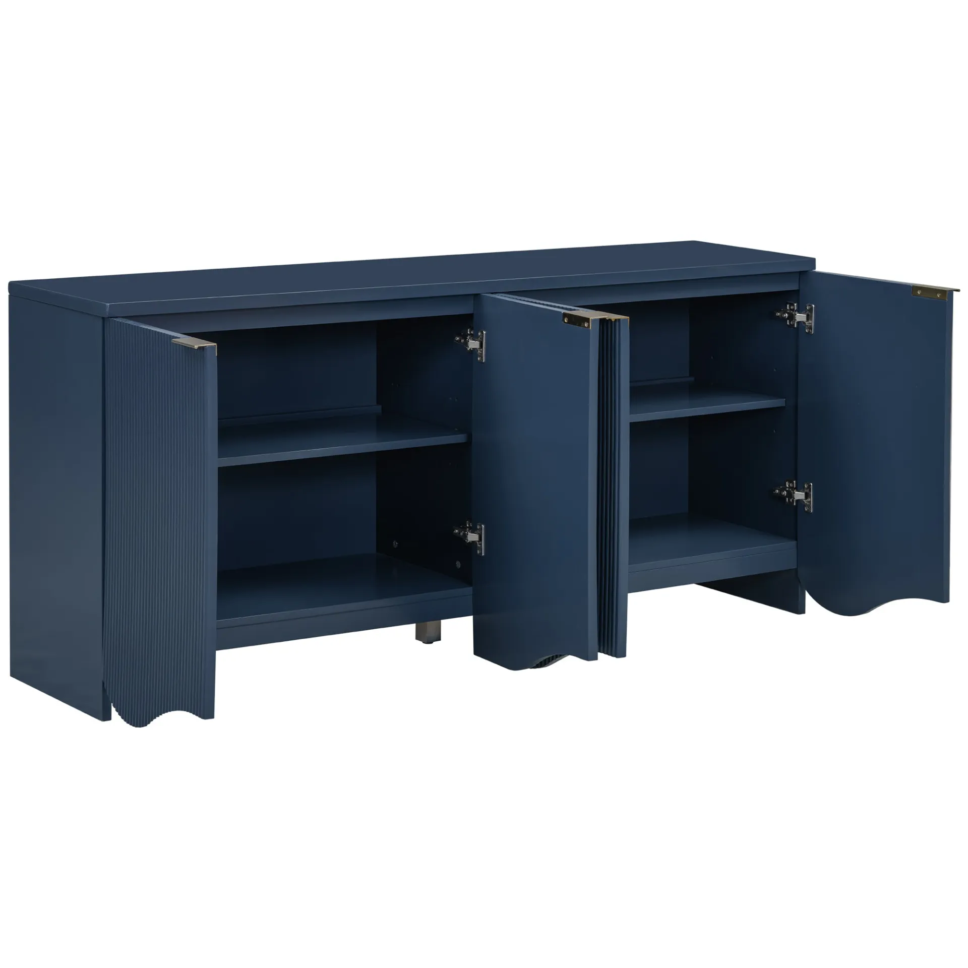 Vertical Stripes Entryway, Hallway Console and Wavy Design of a Four-Door Cabinet