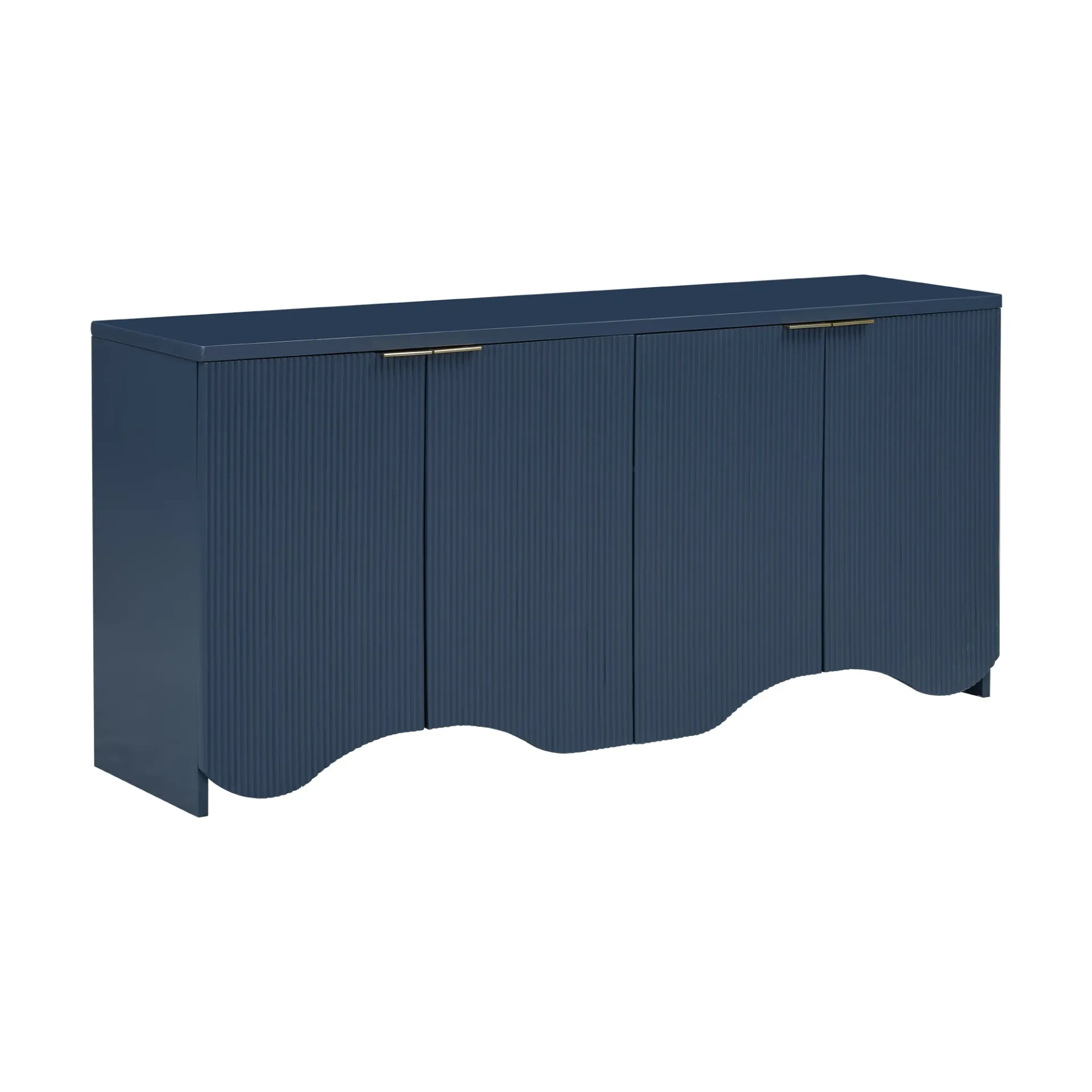 Vertical Stripes Entryway, Hallway Console and Wavy Design of a Four-Door Cabinet