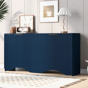 Vertical Stripes Entryway, Hallway Console and Wavy Design of a Four-Door Cabinet
