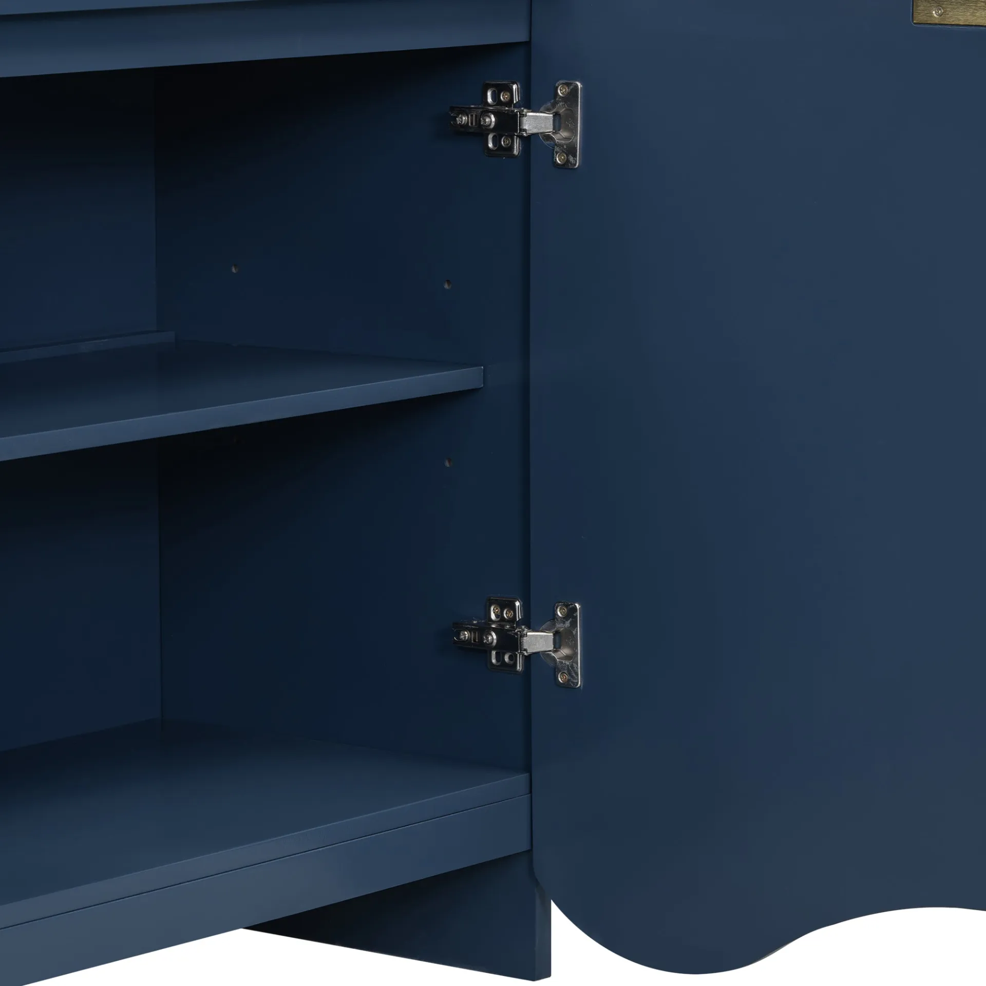 Vertical Stripes Entryway, Hallway Console and Wavy Design of a Four-Door Cabinet