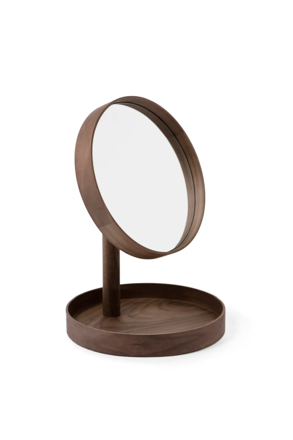 Walnut Magnifying Vanity Mirror with Storage Tray | Wireworks Look